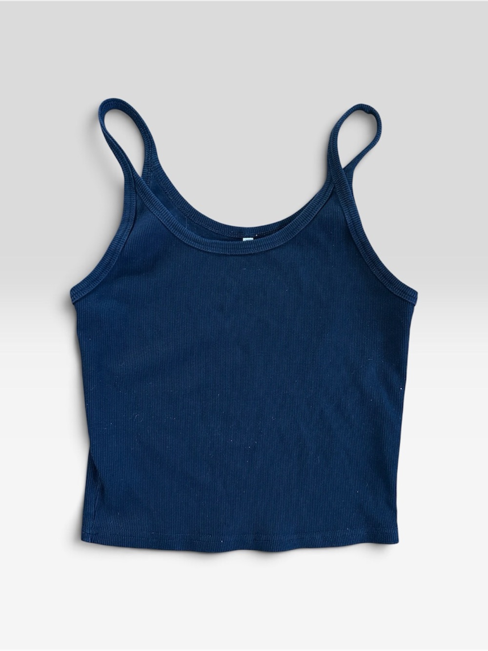 Cotton On Black Ribbed Fitted Scoop Neck Cami Tank Top Basic L